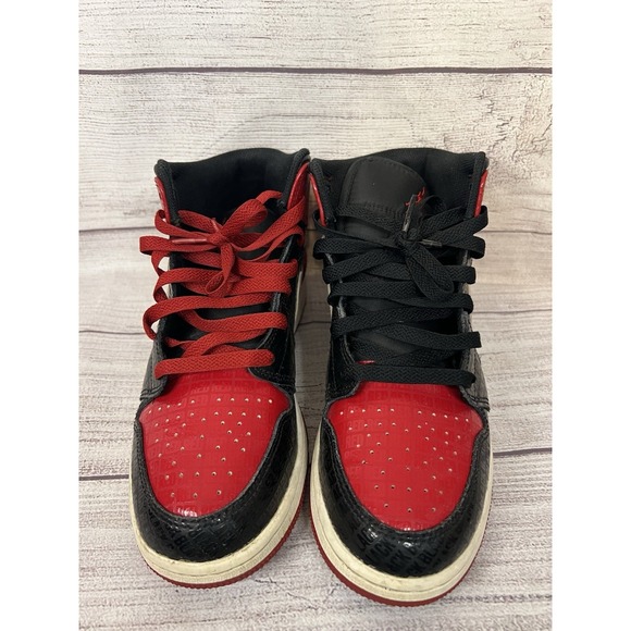 Nike Other - Nike Air Jordan 1 Mid SS Bred Text Black Red GS Size 6.5Y Youth DM9650 001 AJ